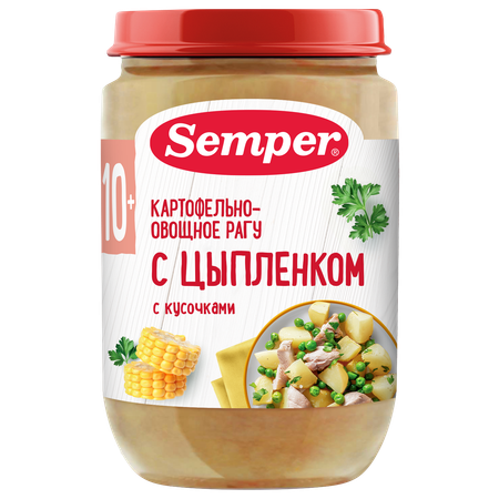 Пюре Semper рагу картофель-овощи-цыпленок 190г с 12месяцев