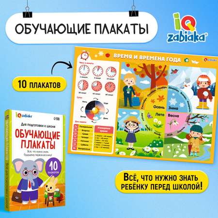 Обучающие IQ-ZABIAKA плакаты «Для подготовки в школе»