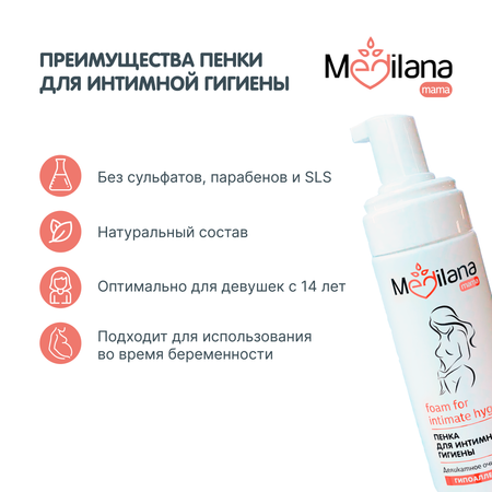 Пенка для интимной гигиены MEDILANA mama женская 150мл