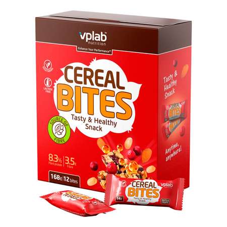 Батончик-мюсли VPLAB Cereal Bites орехи-фрукты 14г*12шт