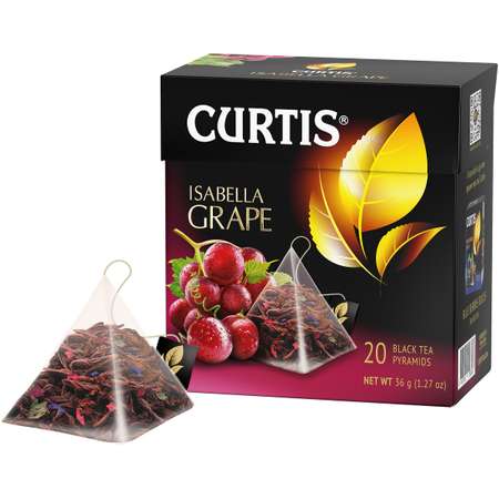 Чай черный Curtis Isabella Grape 20 пирамидок с кусочками красного винограда и лепестками цветов