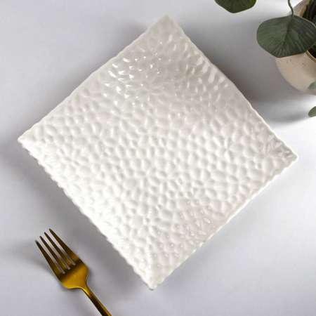Тарелка Sima-Land керамическая квадратная «Воздушность» d=19 см цвет белый