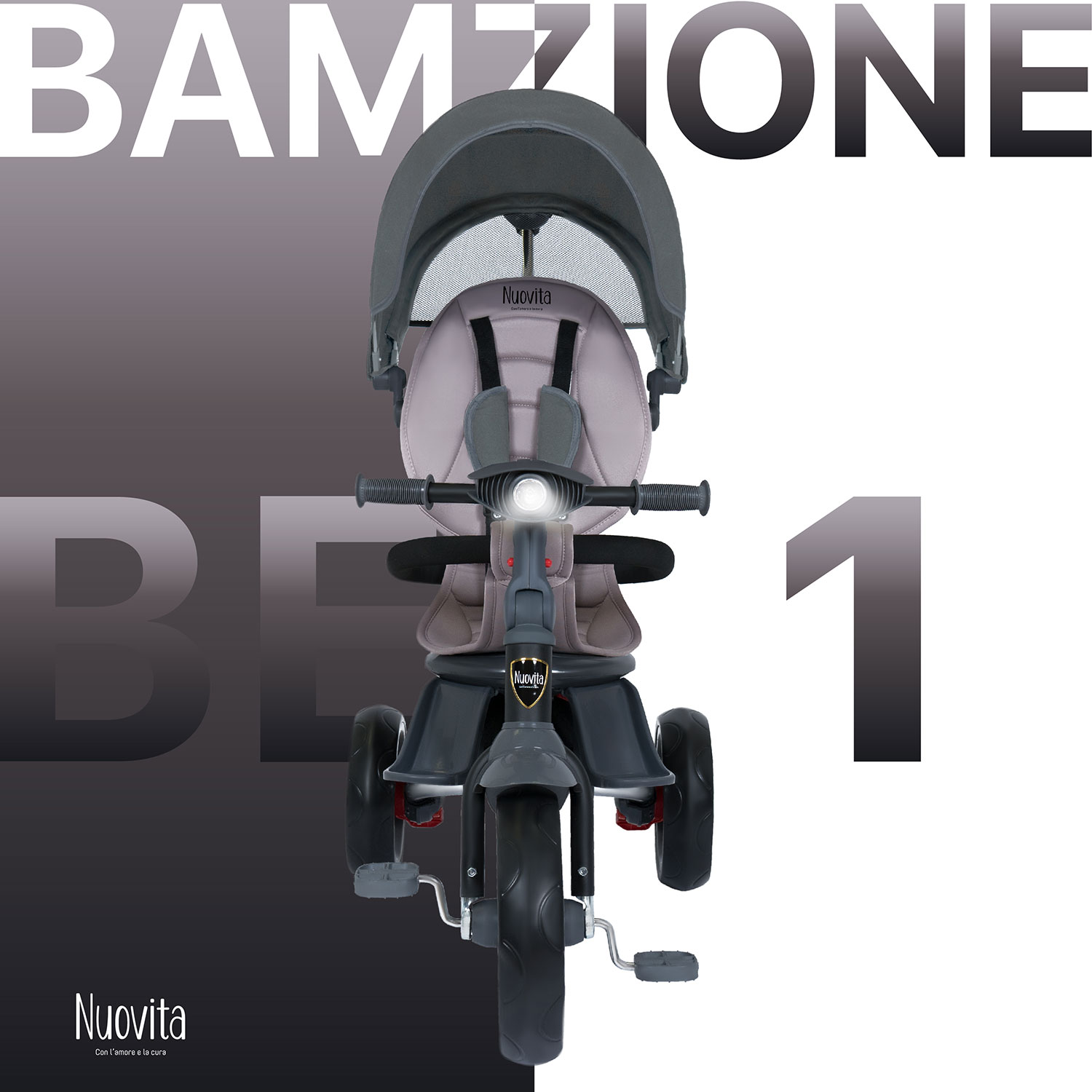 Трехколесный велосипед Nuovita Bamzione BE1 Серый - фото 2