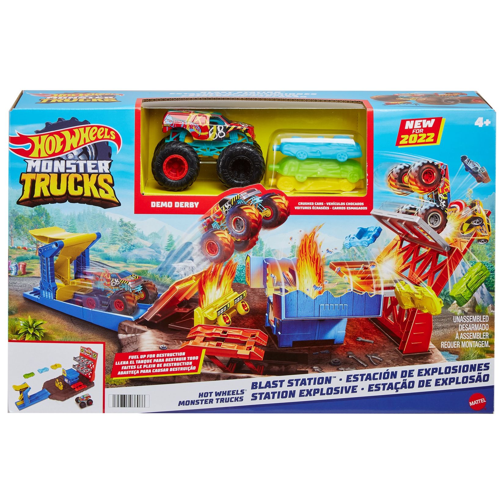 Набор игровой Hot Wheels Монстр-трак Автотрек Взрывная станция HFB12