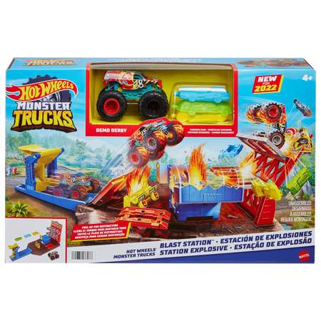 Набор игровой Hot Wheels Монстр-трак Автотрек Взрывная станция HFB12