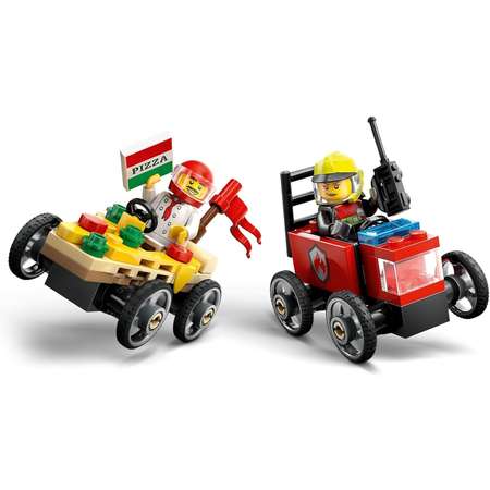 Конструктор LEGO Гоночные машинки. Пицца против пожарной машины 60458