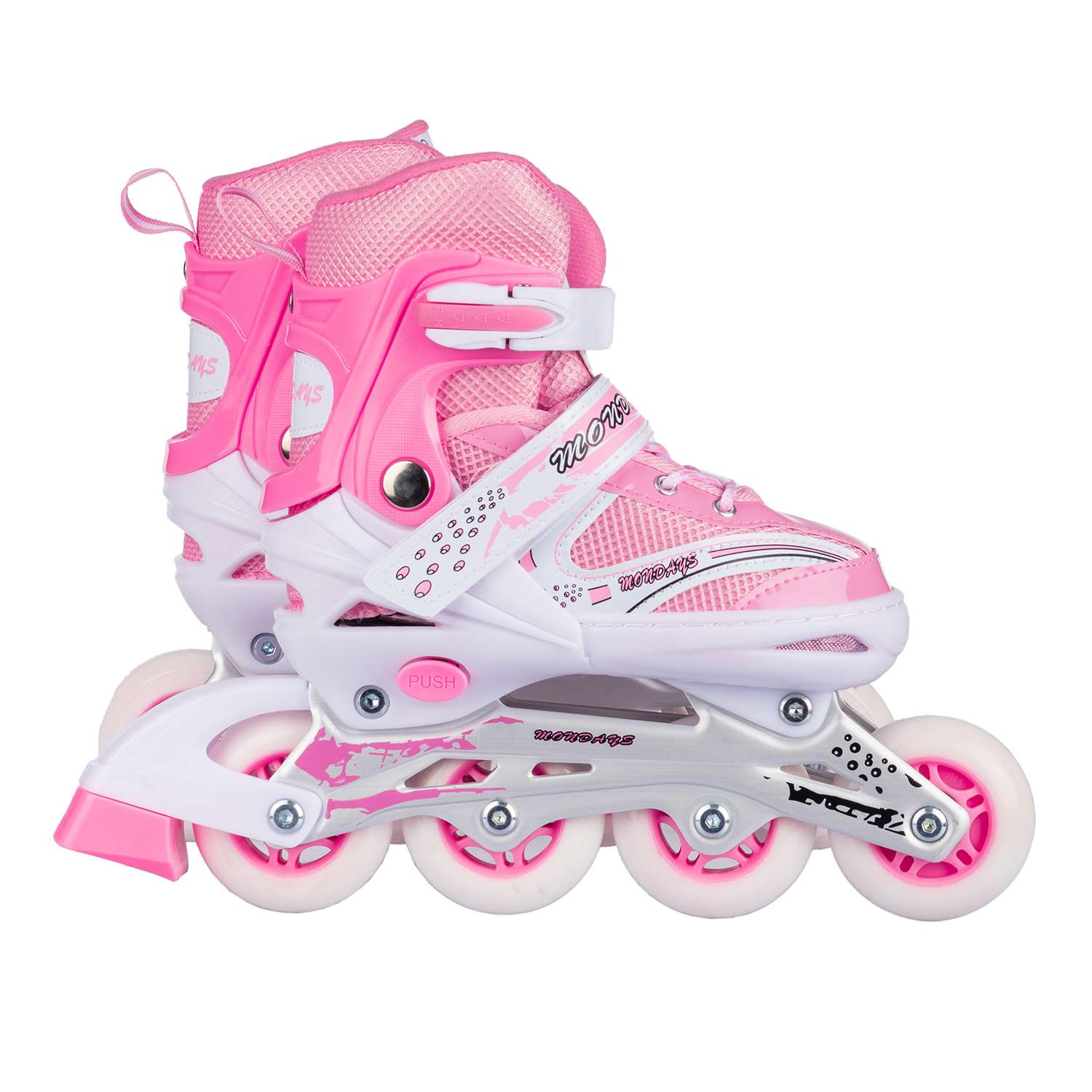 Роликовые коньки BABY STYLE розовые раздвижные размер с 28 по 31S светящиеся колеса - фото 3