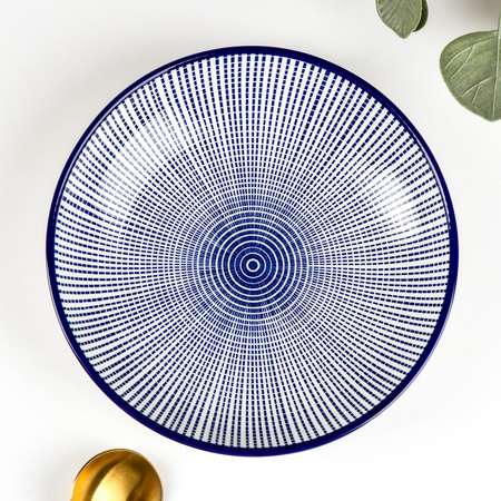 Тарелка Доляна керамическая глубокая «Мерцание» 700 мл d=21 см цвет синий