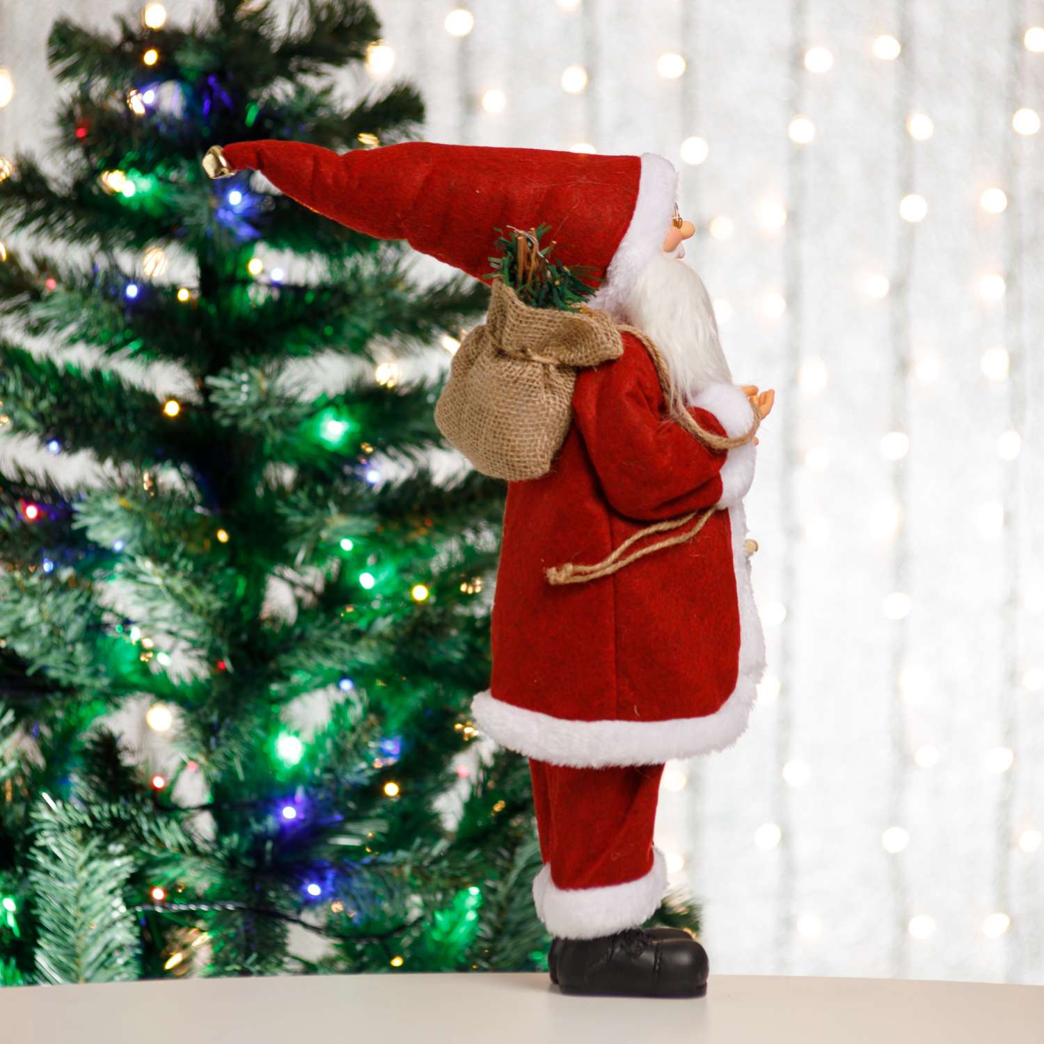Фигура декоративная BABY STYLE Дед Мороз в красном костюме с деревянными пуговицами 45 см - фото 5