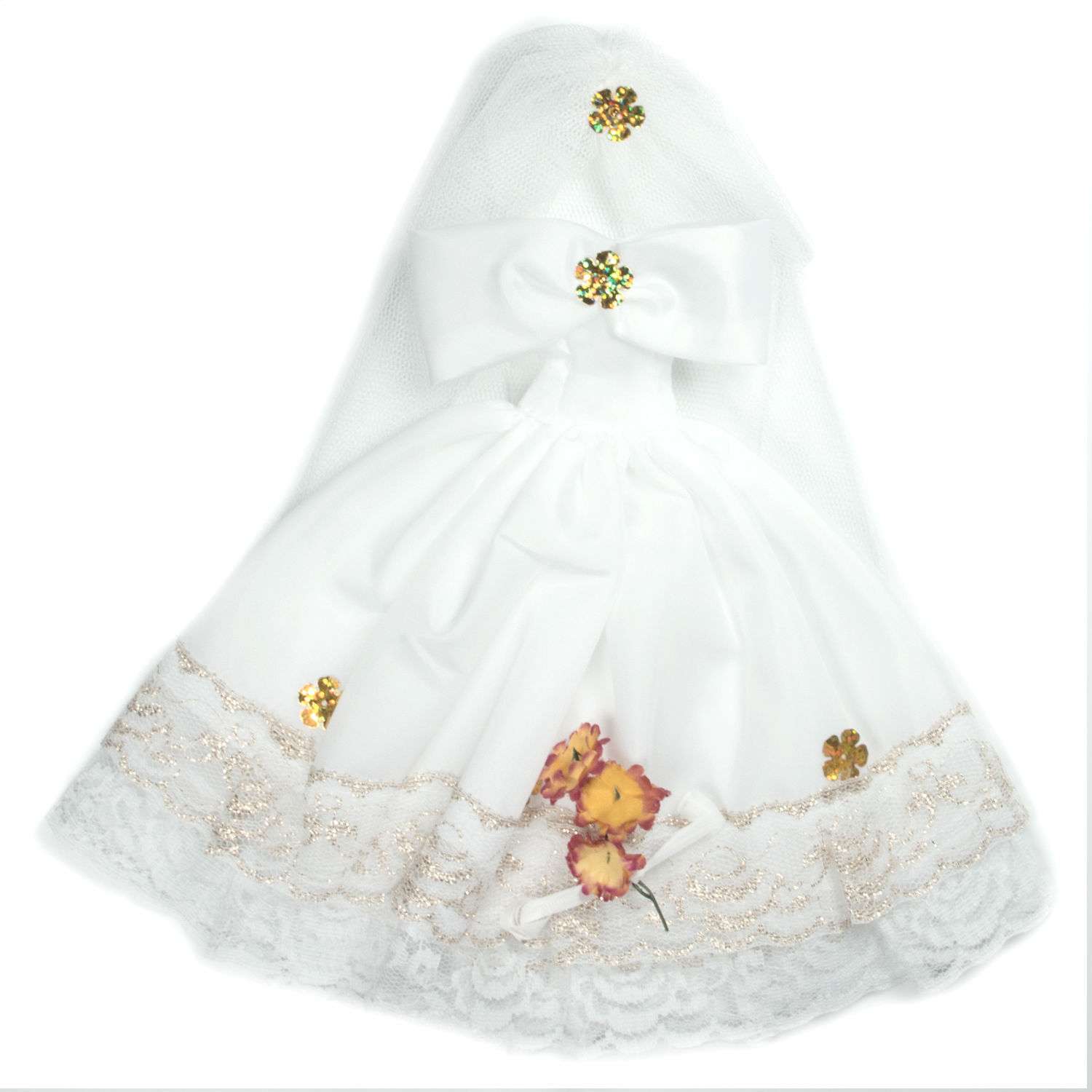 Одежда для кукол Модница Свадебное платье из шелка с фатой для куклы 29 см в ассортименте 1904 - фото 1