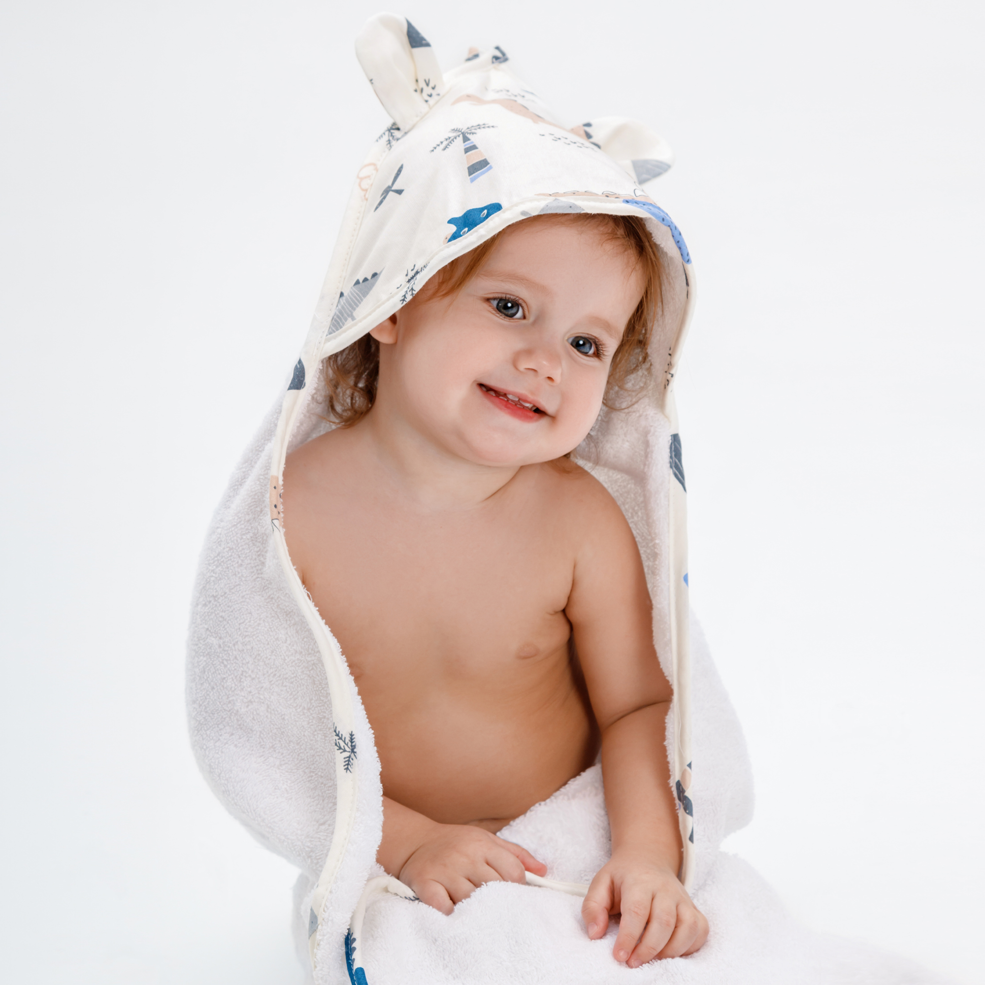 Полотенце с уголком AmaroBaby Cute Love Little dino белое 90х90 см - фото 3