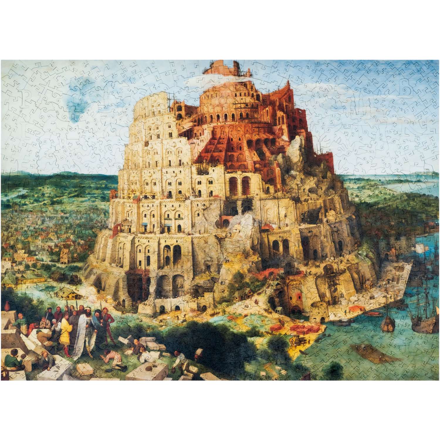 Пазл деревянный UNIDRAGON Питер Брейгель - Вавилонская башня 43.5х59.5 см 1000 деталей - фото 1