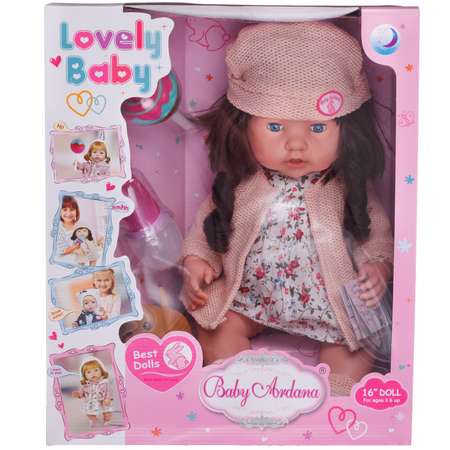 Кукла-пупс ABTOYS Baby Ardana в платье и вязаном пальто в наборе с аксессуарами в коробке 40см