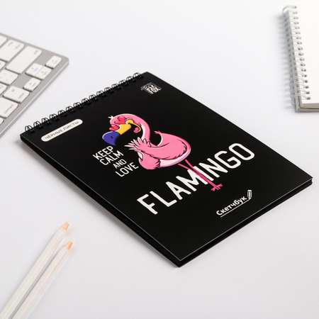 Скетчбук ArtFox с черными листами «Flamingo» А5 40 л