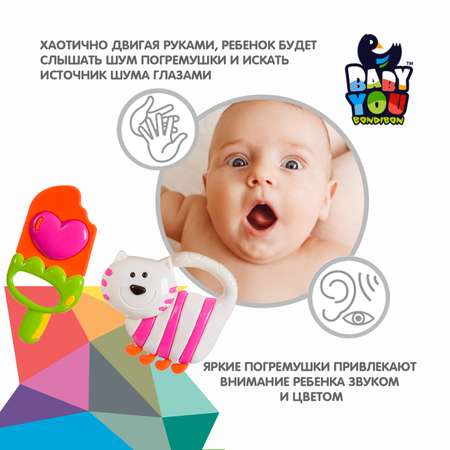 Набор погремушек BONDIBON Baby You Мороженое и Кот