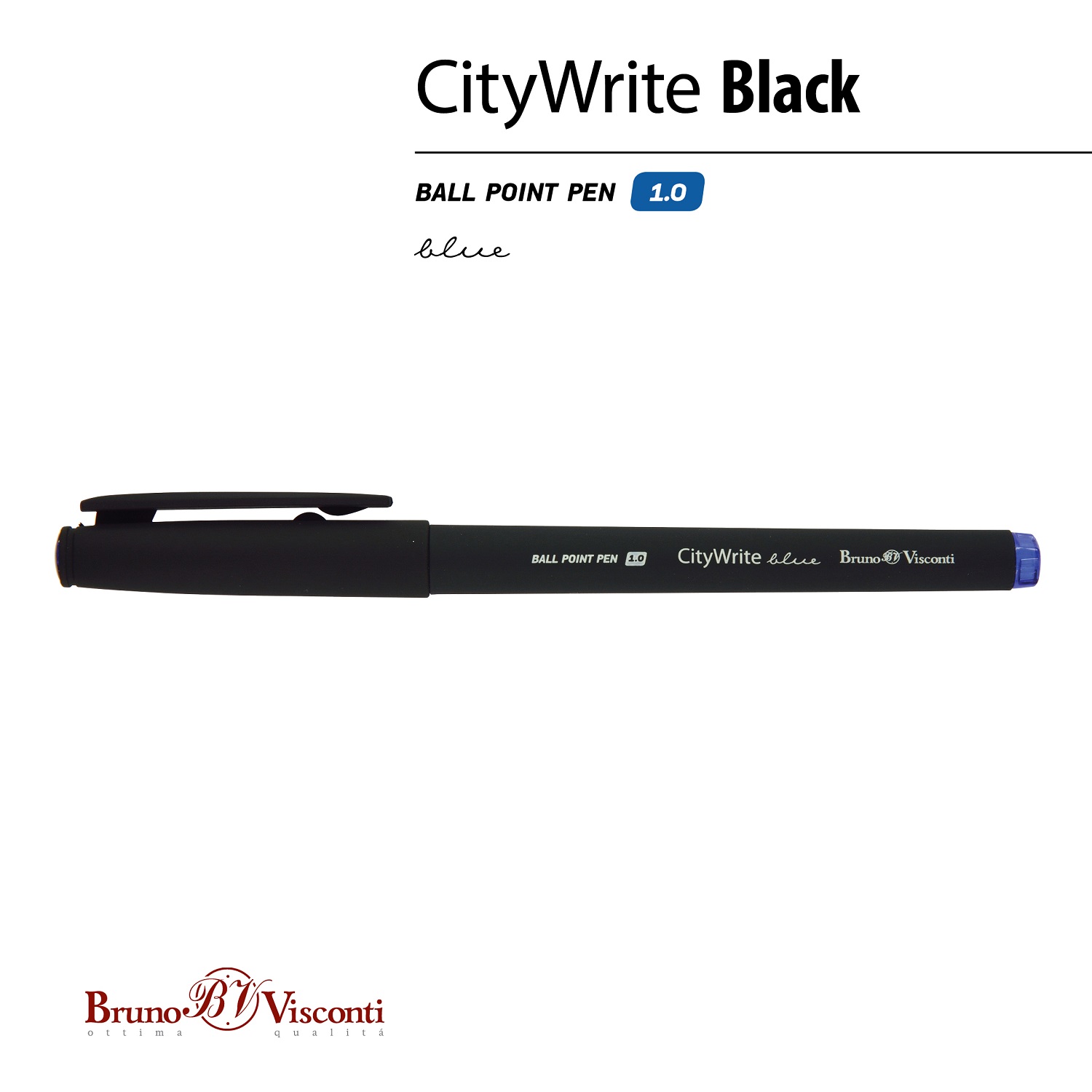 Набор из 5-ти шариковых ручек Bruno Visconti CityWrite Black синие - фото 4