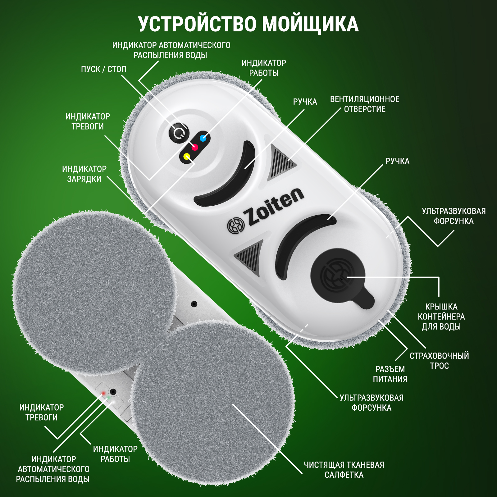 Робот мойщик окон Zoiten с распылением купить по цене 15995 ₽ в  интернет-магазине Детский мир