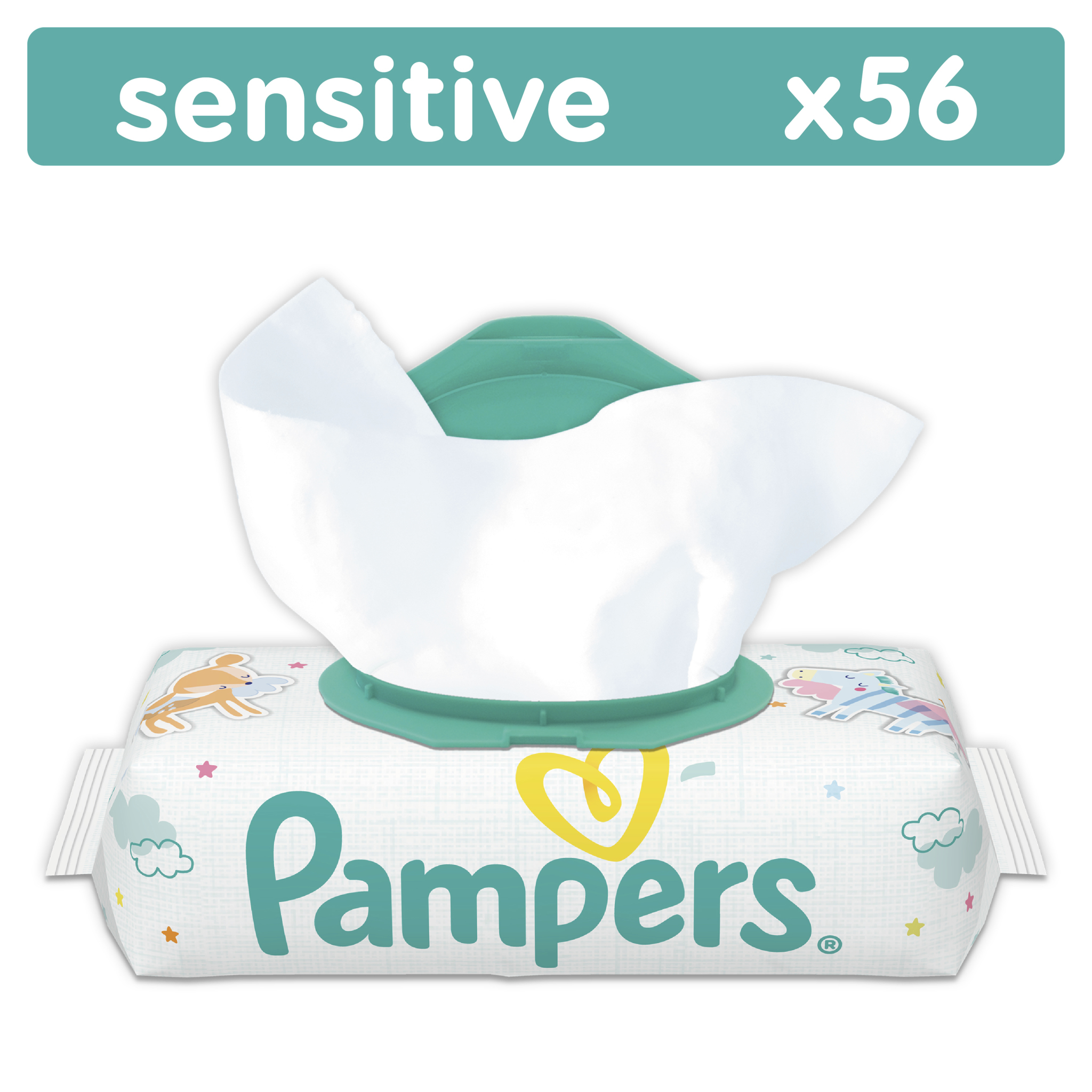 влажные Салфетки Pampers Sensitive Сменный блок 56 шт. в ассортименте - фото 1