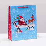 Пакет Sima-Land подарочный «Дед Мороз и Пингвины» 26×32×12 см