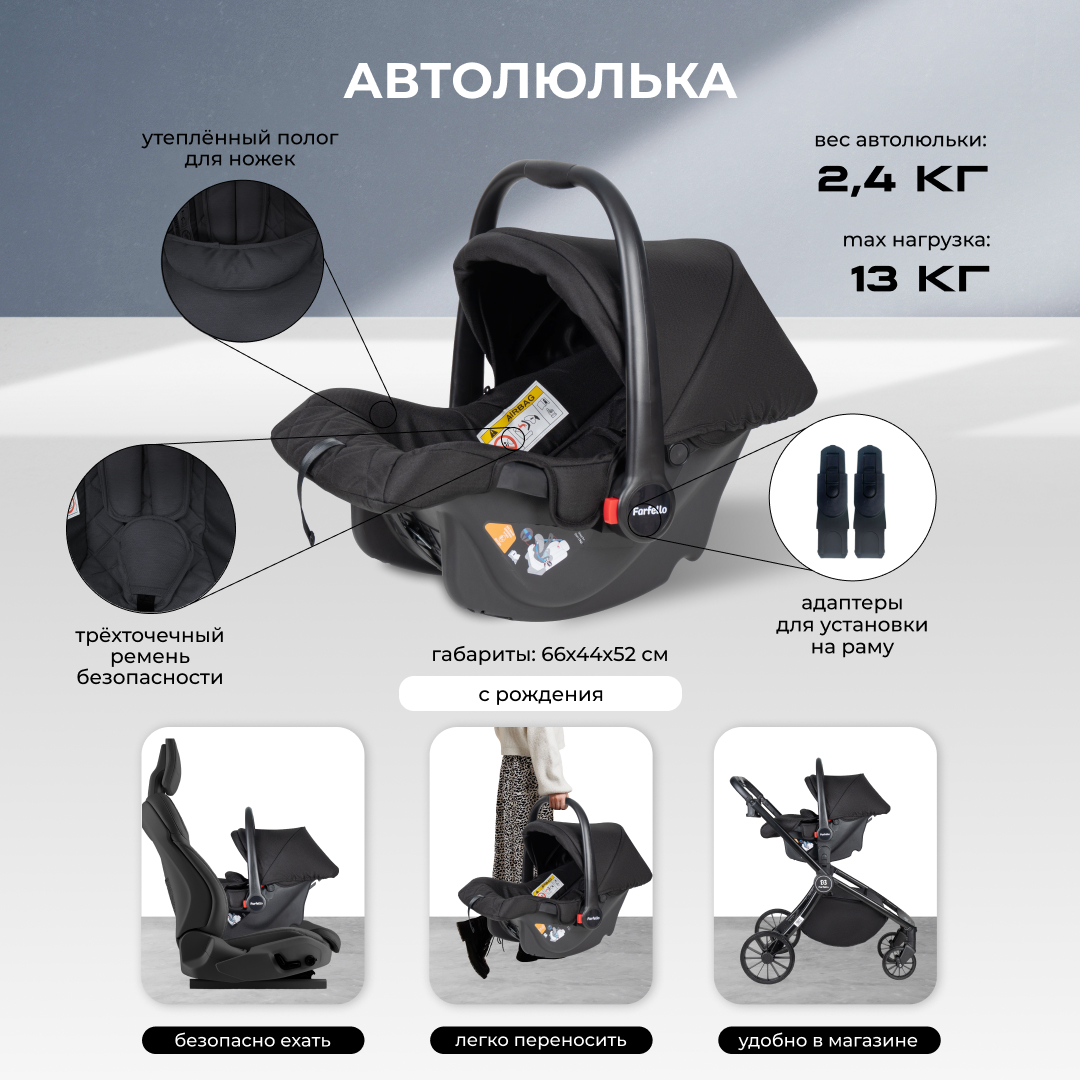 Модульная коляска 3 в 1 Farfello Baby shell - фото 4