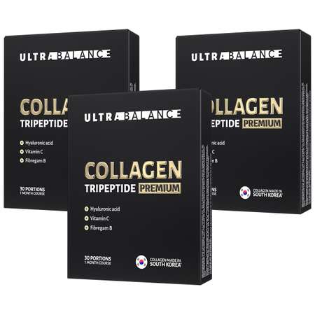 Коллаген морской порошок UltraBalance низкомолекулярный Collagen Tripeptide БАД 90 саше с витамином С и гиалуроновой кислотой