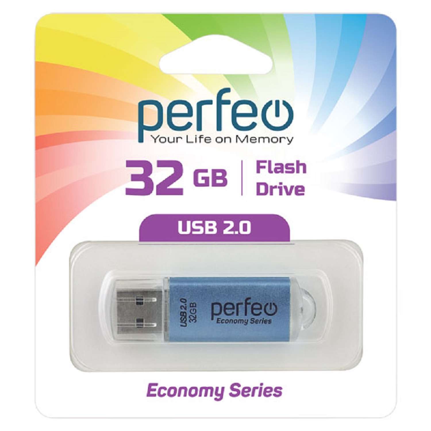 USB флешка Perfeo 32GB E01 Blue economy series - фото 1