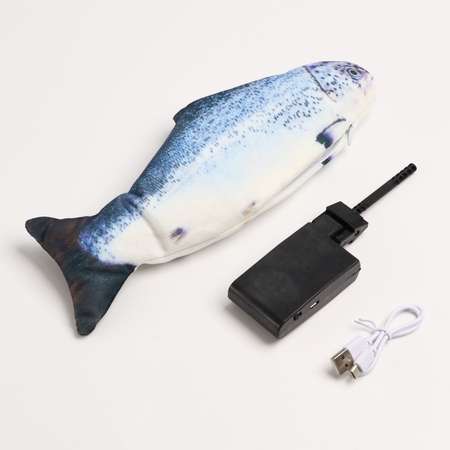 Игрушка для кошек Пижон «Форель» со светом и с двигающимся хвостом и с USB-зарядкой. 28 см