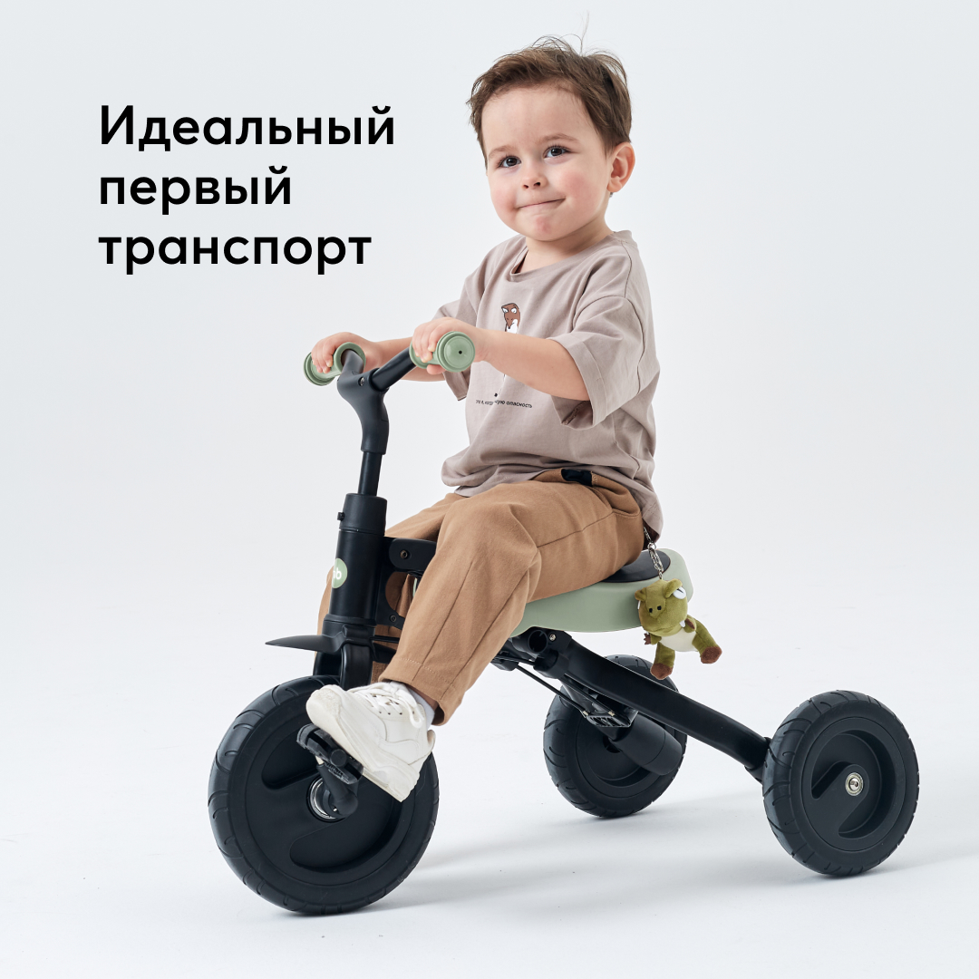 Беговел-трансформер 4в1 Happy Baby Vester с родительской ручкой и бампером зеленый - фото 9