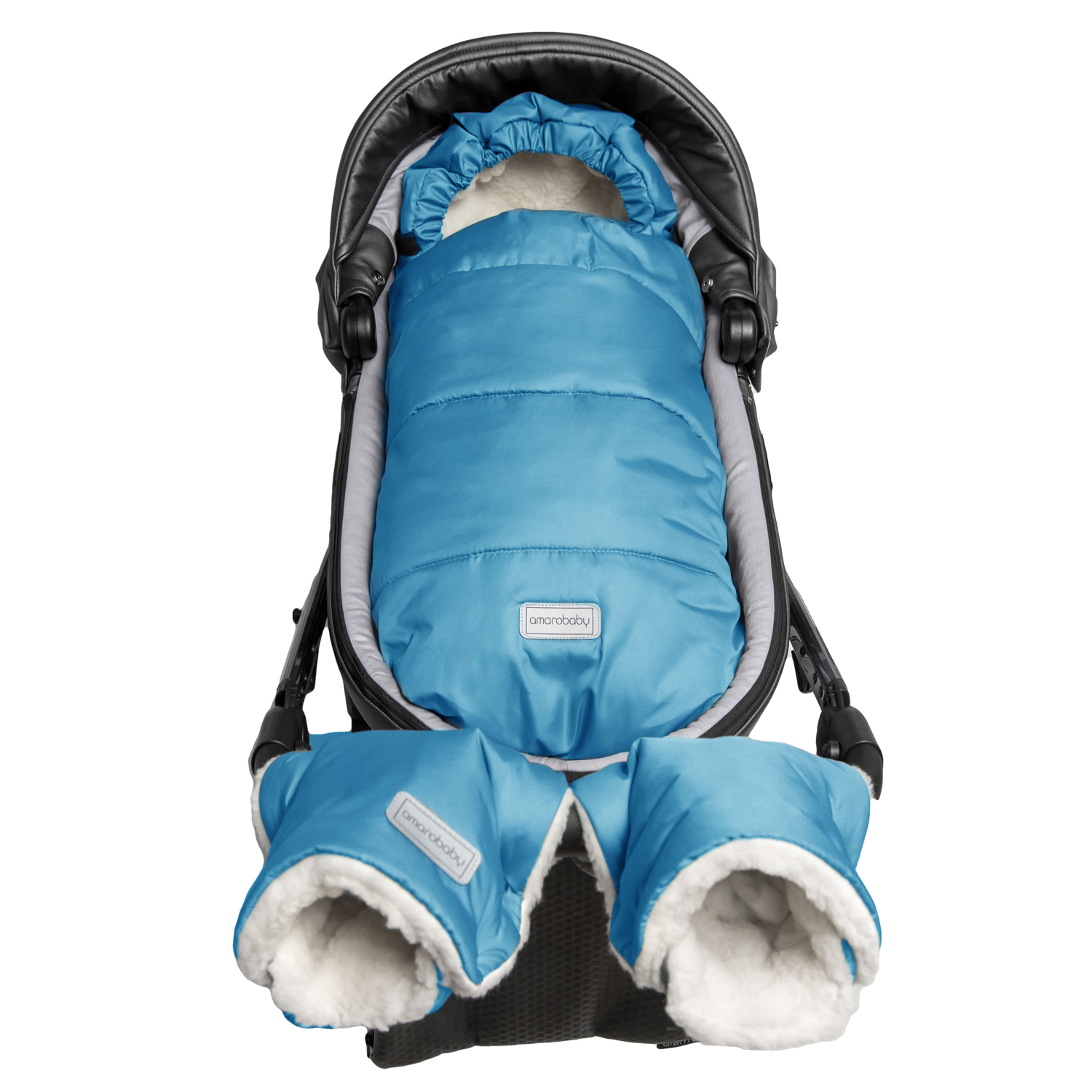 Конверт зимний меховой AmaroBaby Snowy Travel Голубой 105 см - фото 5