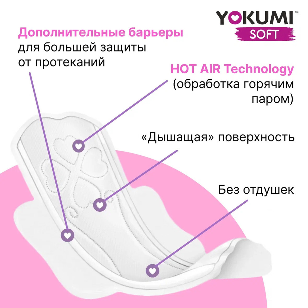 Прокладки женские YOKUMI Soft Ultra Night 7 шт*2 - фото 3