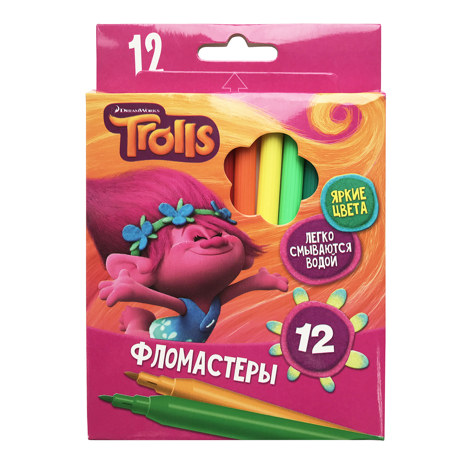 Фломастеры DreamWorks TROLLS 12 цветов - фото 1