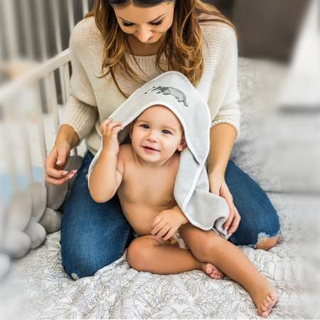 Полотенце Babyono Velour c велюром 100х100 см. Арт.540/02 барсук/серое