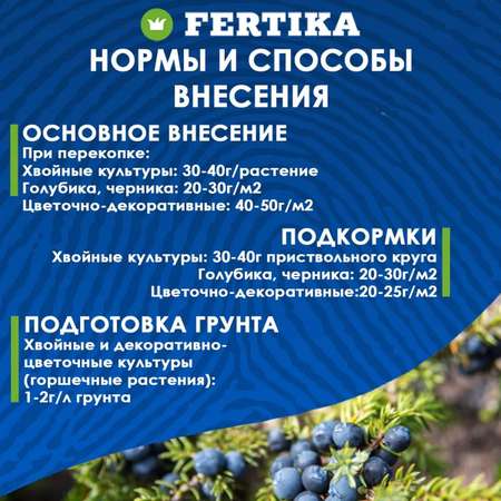 Минеральное удобрение FERTIKA хвойное для вечнозеленых и голубики Весна–Лето 10кг