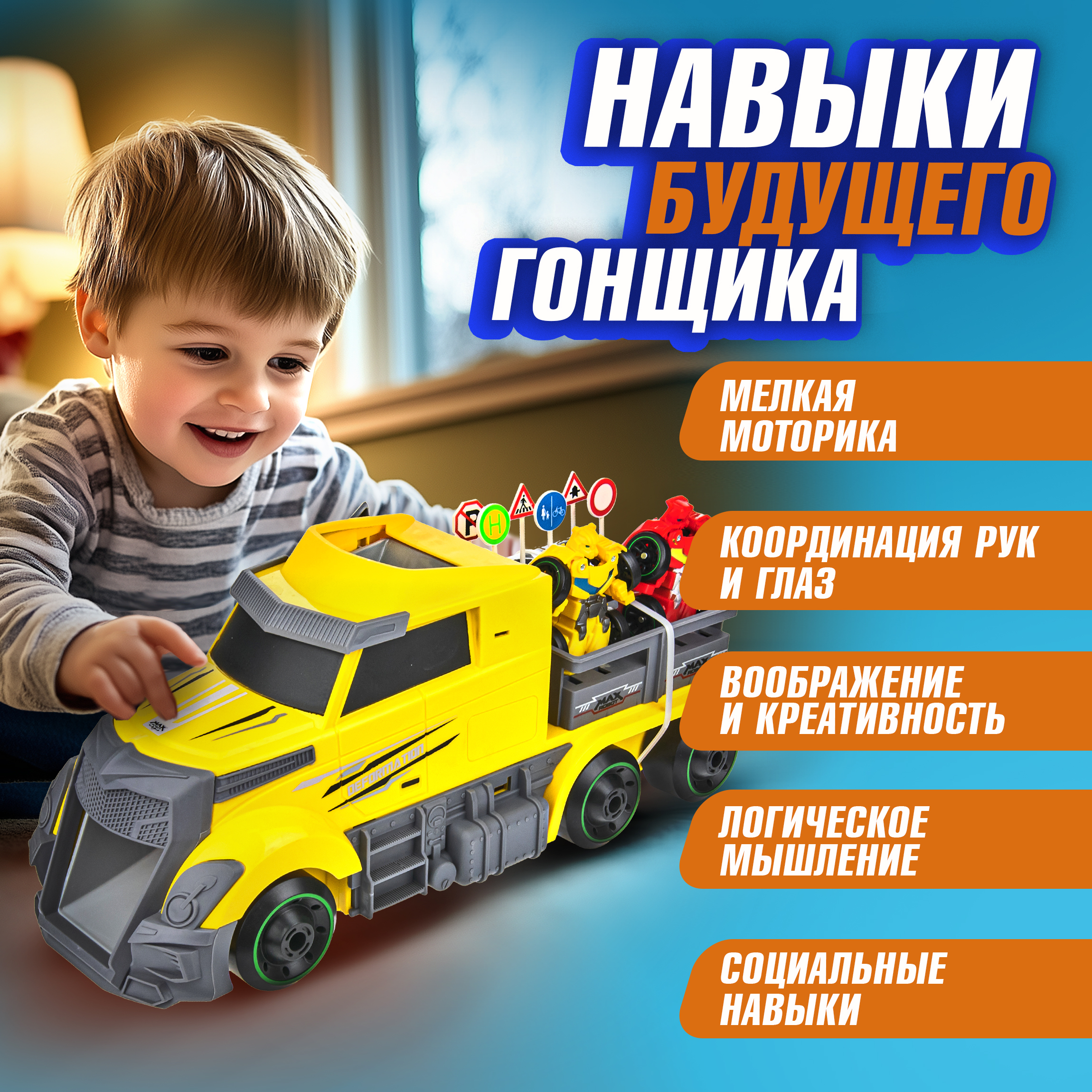 Игровой набор 1TOY Мой первый трансформер желтый Т19437 - фото 6