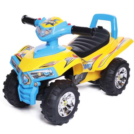 Каталка BabyCare Super ATV кожаное сиденье жёлтый синий