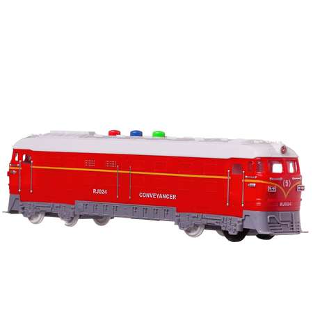 Поезд ABTOYS локомотив красный пластмасовый фрикционный свет звук