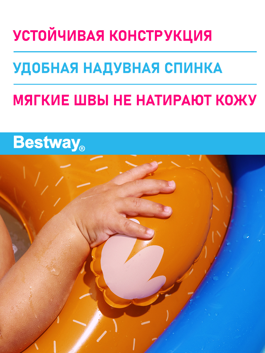 Круг надувной с сиденьем Bestway Весёлые животные Лев - фото 3