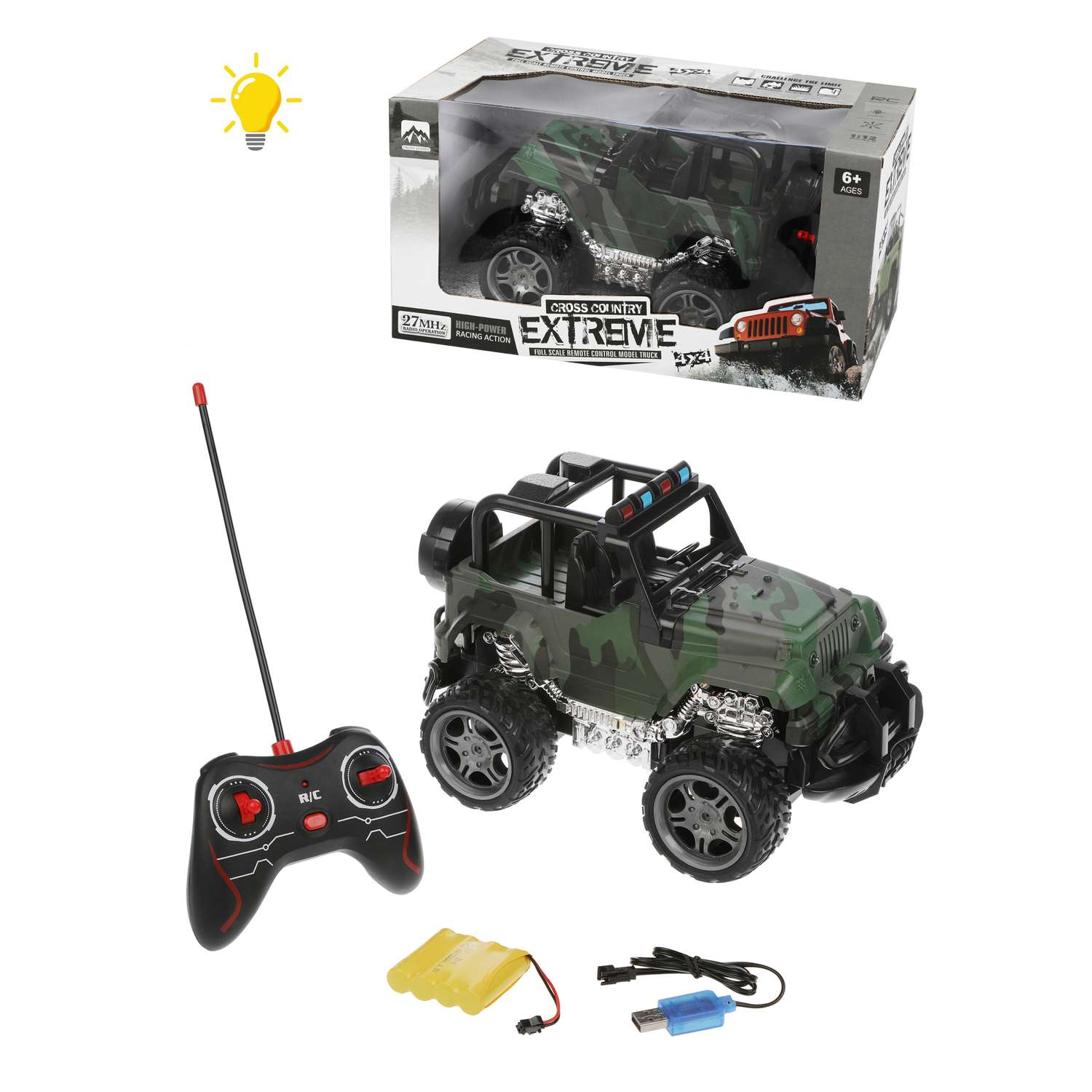 Машина на пульте управления Наша Игрушка для детей Военная свет USB шнур в комплекте - фото 1