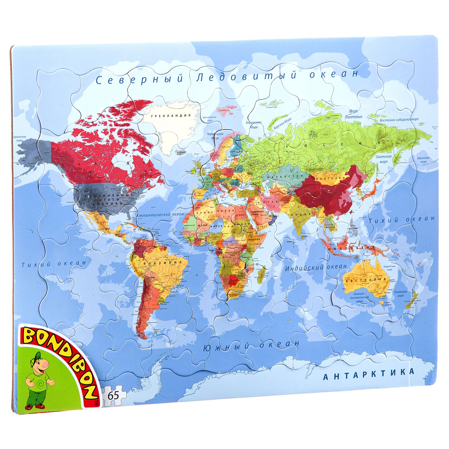 Пазл BONDIBON Карта мира 65 деталей - фото 1