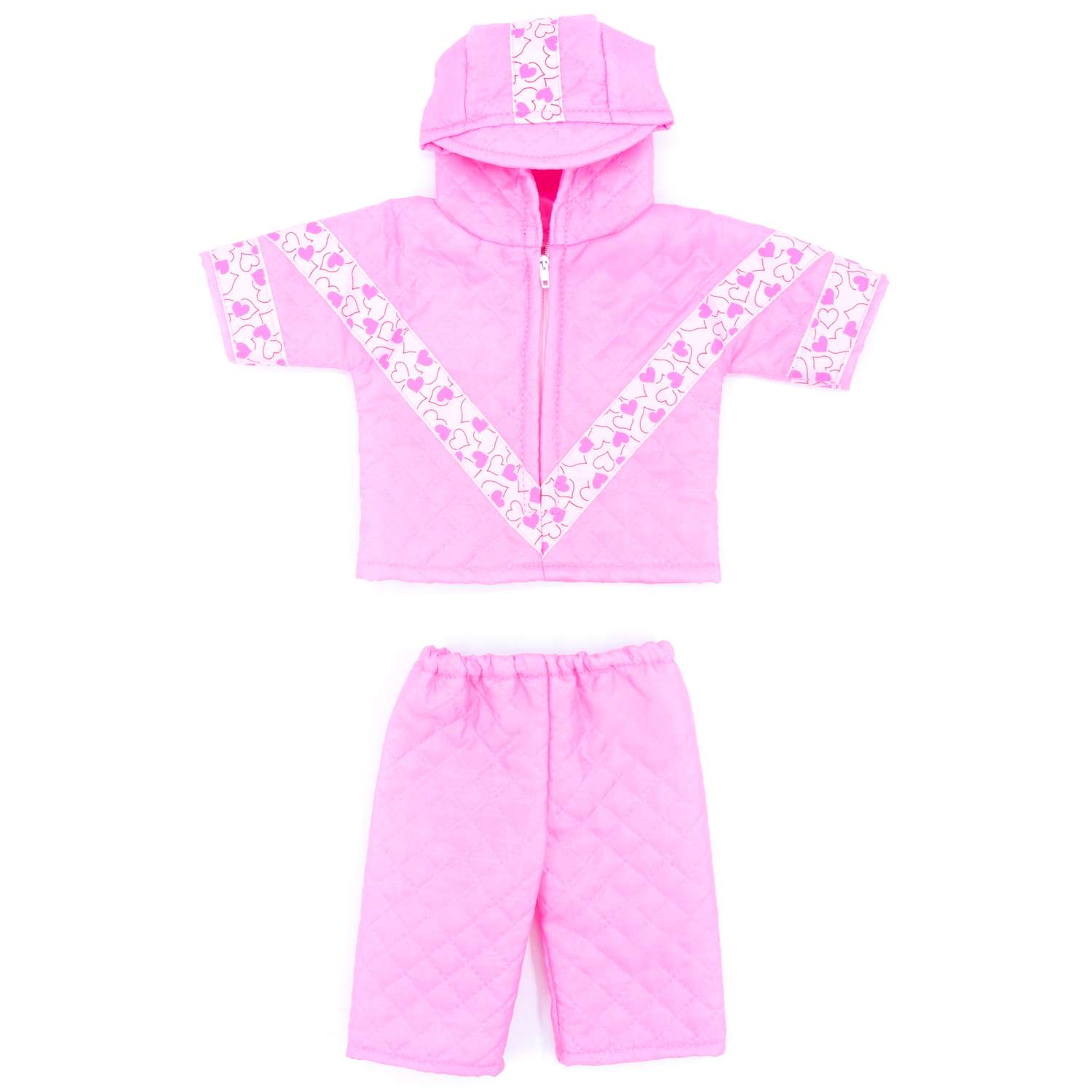 Комплект для пупса Модница 43-48 см: куртка и брюки из синтепона 6112 розовый-белый 6112розовый&amp;белый - фото 6