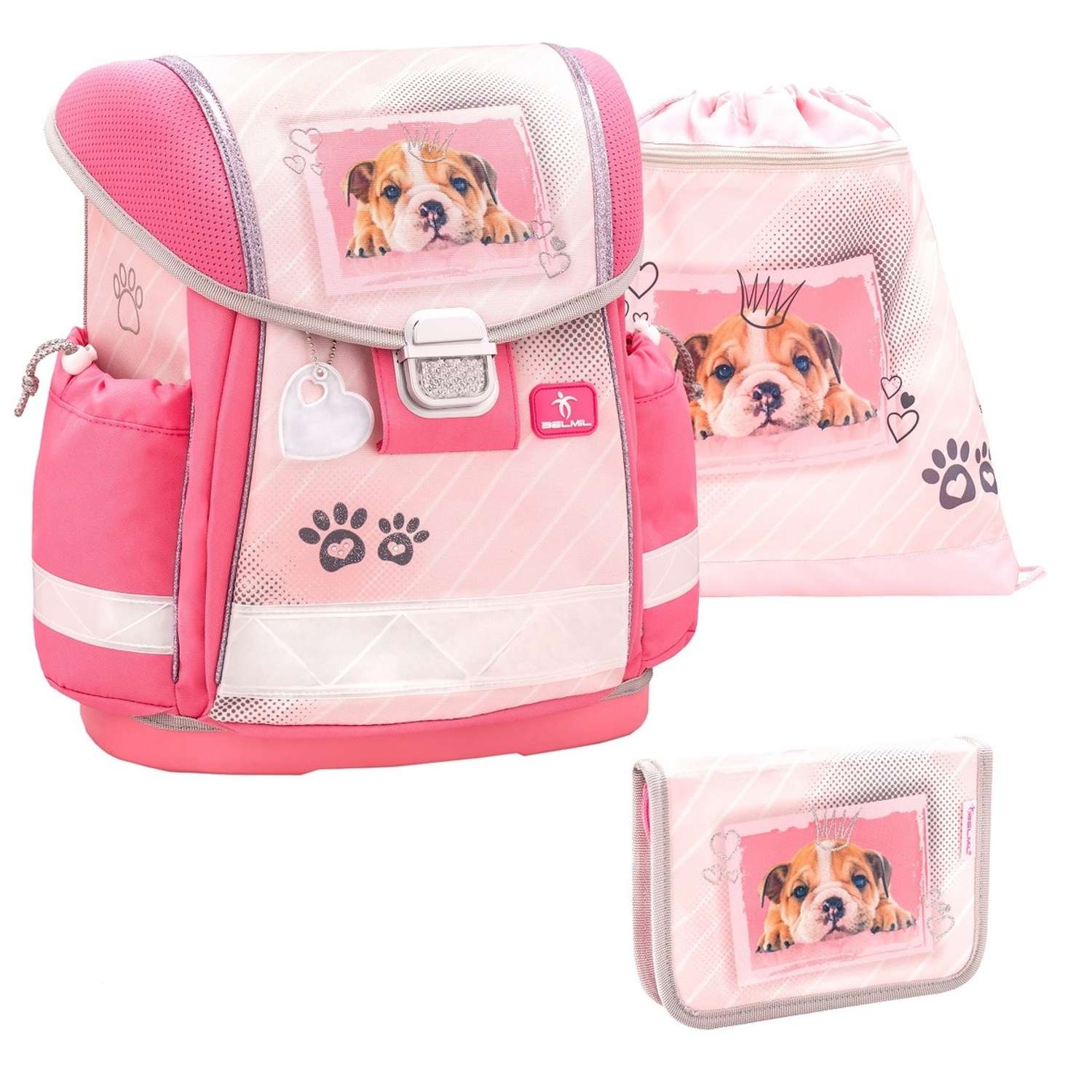 Школьный ранец BELMIL Classy My Sweet Puppy Pink с наполнением серия 403-13/O/9 SET - фото 1
