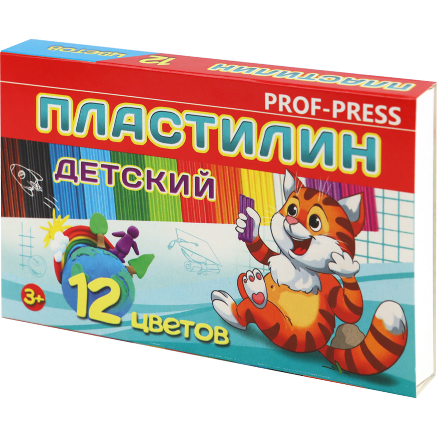 Пластилин Prof-Press 12 цветов + стек