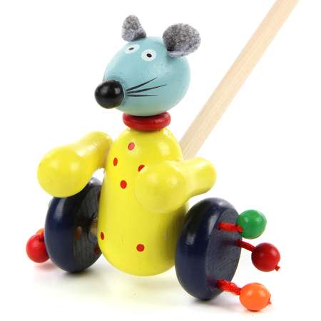 Игрушка-каталка Amico деревянная на палочке мышка