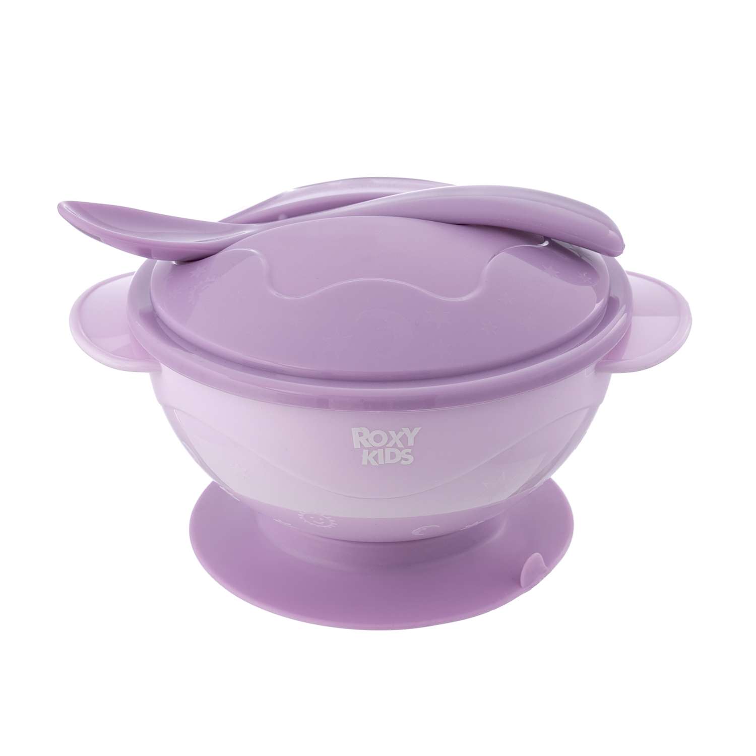 Набор для кормления ROXY-KIDS тарелка на присоске крышка и ложка цвет лавандовый - фото 2