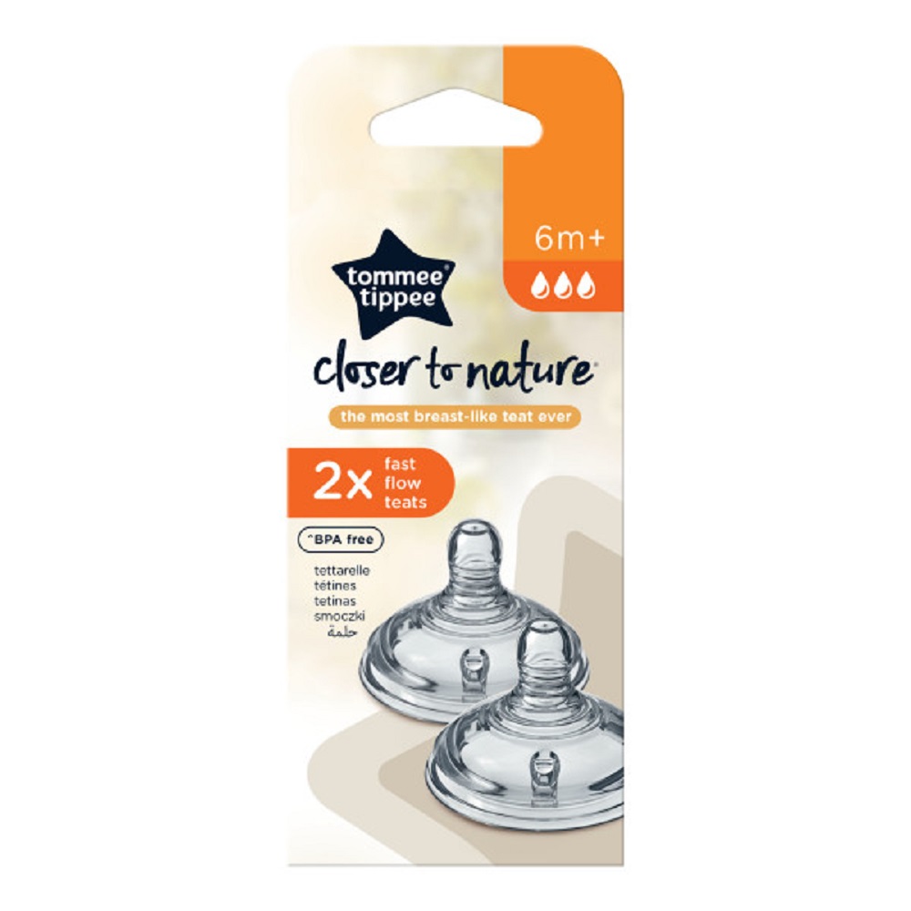 Соска силиконовая Tommee tippee для бутылочки Closer to nature быстрый поток 2шт - фото 1