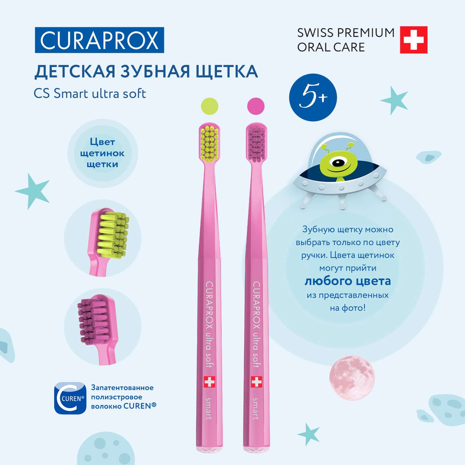 Зубная щетка Curaprox Детская Smart розовая - фото 2
