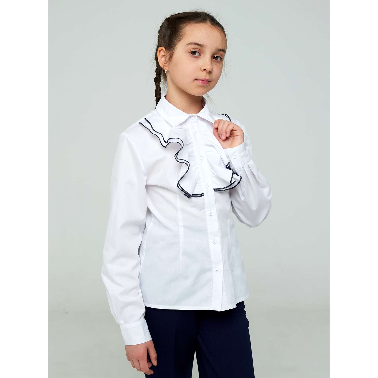 Рубашка IRINA EGOROVA BL-Kids-Volan_белый_синий - фото 5