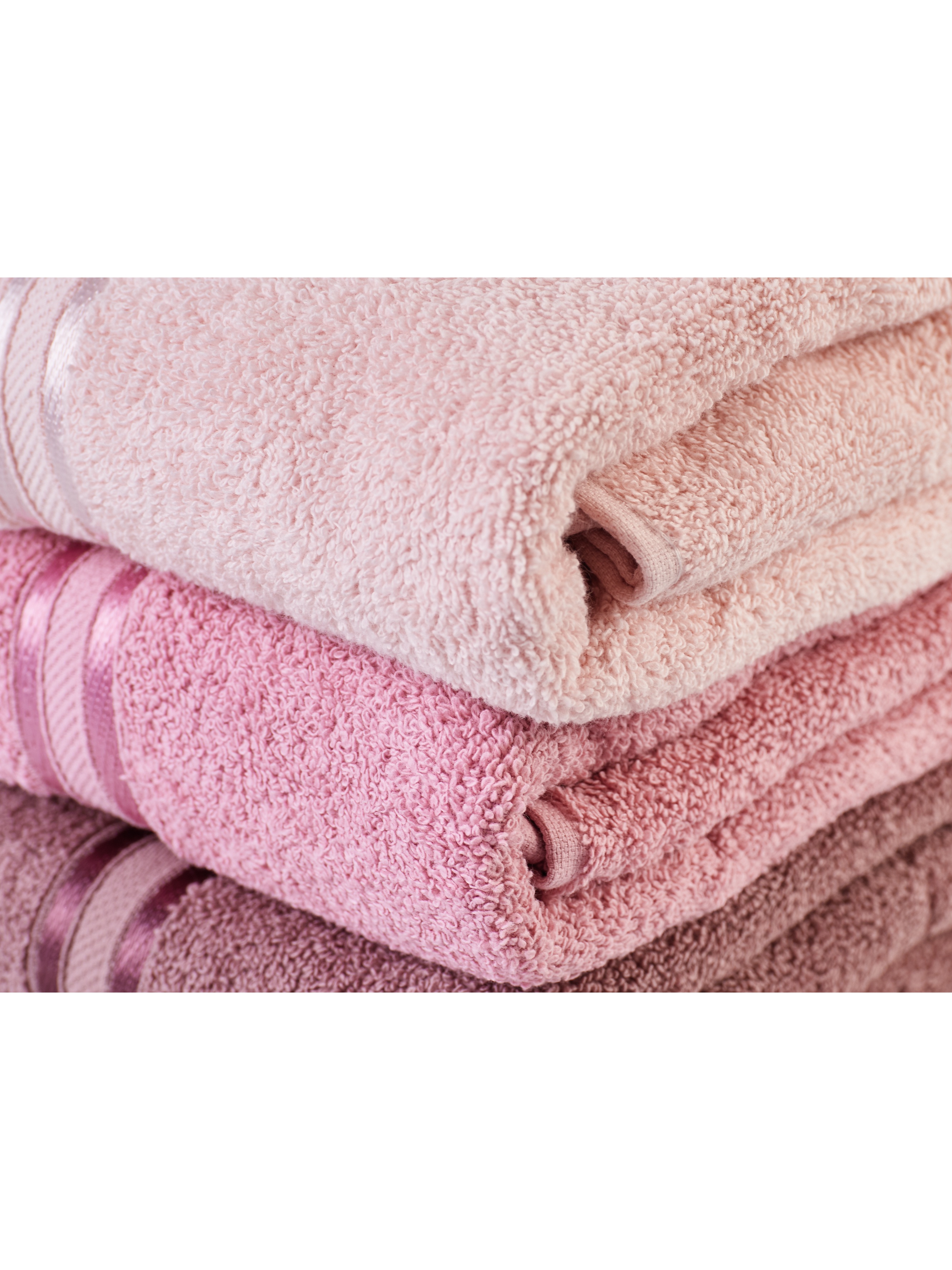Набор полотенец 3 шт 70х140 см ATLASPLUS коричневый пудровый бледно-розовый - фото 6