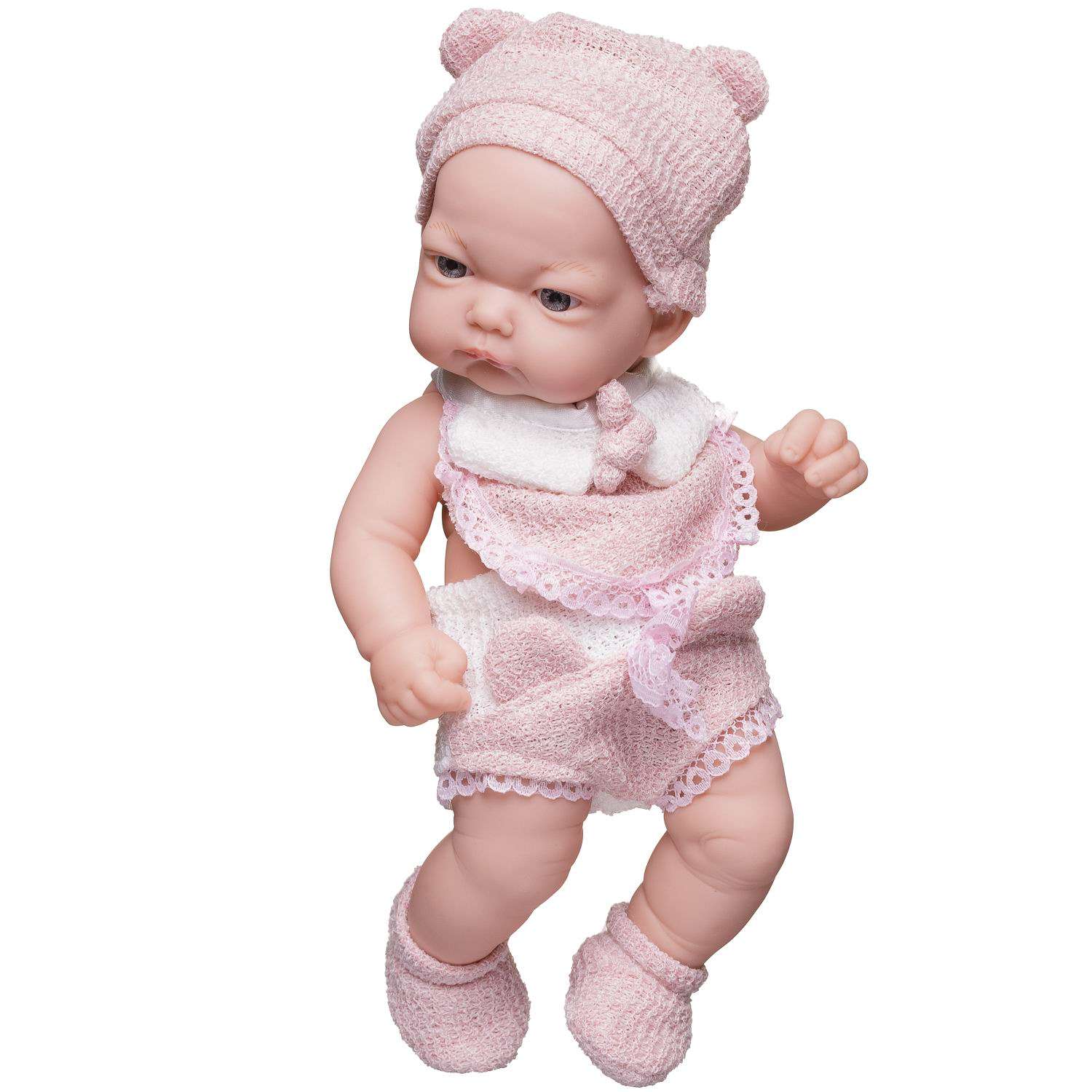 Пупс Junfa baby so lovely в розовом костюмчике с шапочкой и аксессуарами 203-2 - фото 5