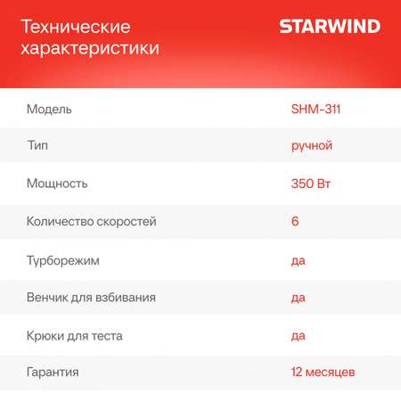 Миксер погружной StarWind SHM-311